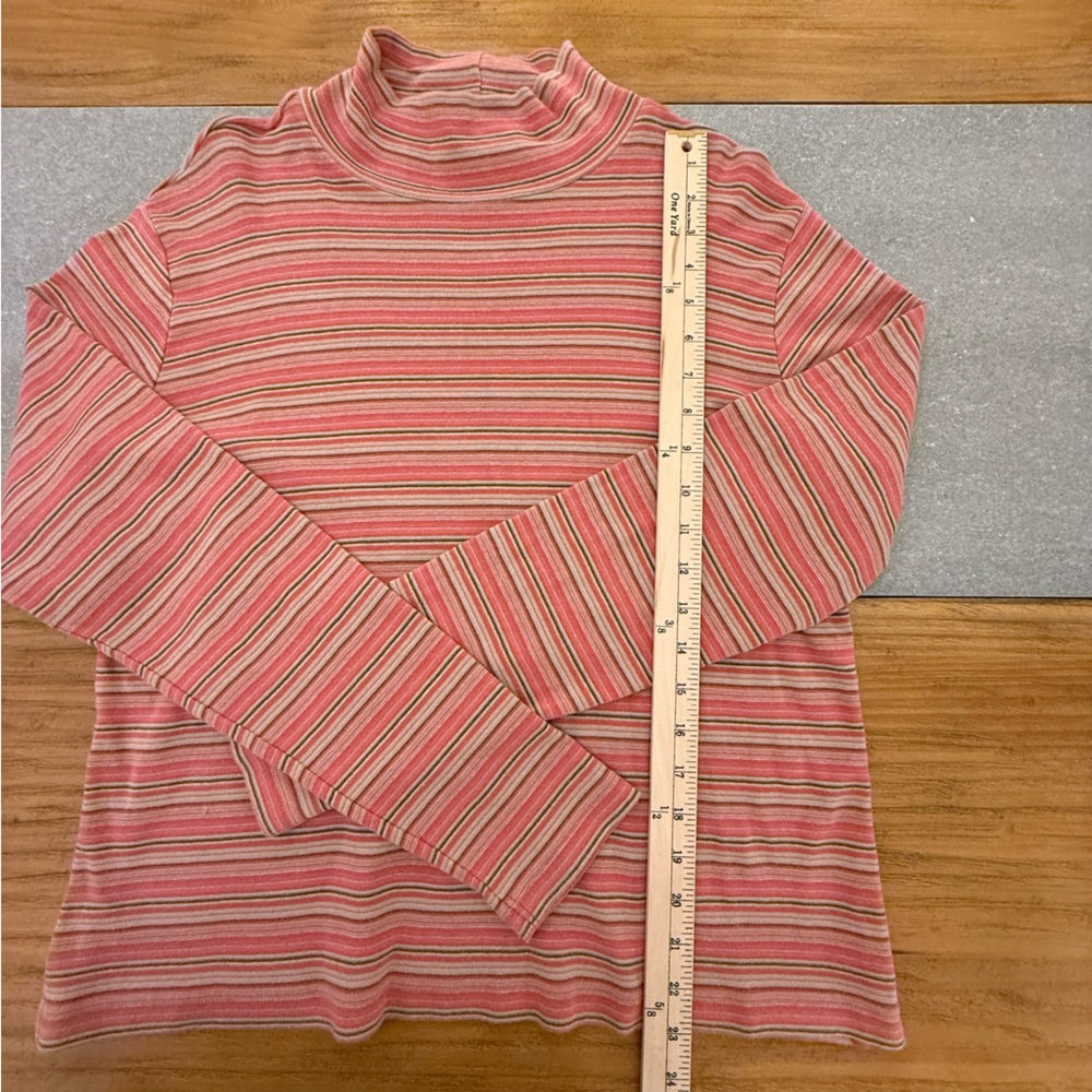 Woolrich Grenadine Striped Mock Neck Long Sleeve Top Size Large - Picture 9 of 9
